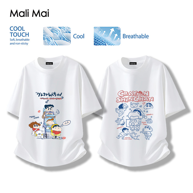 สเสื้อยืด คอกลม สบายและนุ่ม ลายพิมพ์การ์ตูนน่ารัก Crayon Shin-chan ฤดูร้อน (ส่งเร็ว จัดส่งจากไทย)