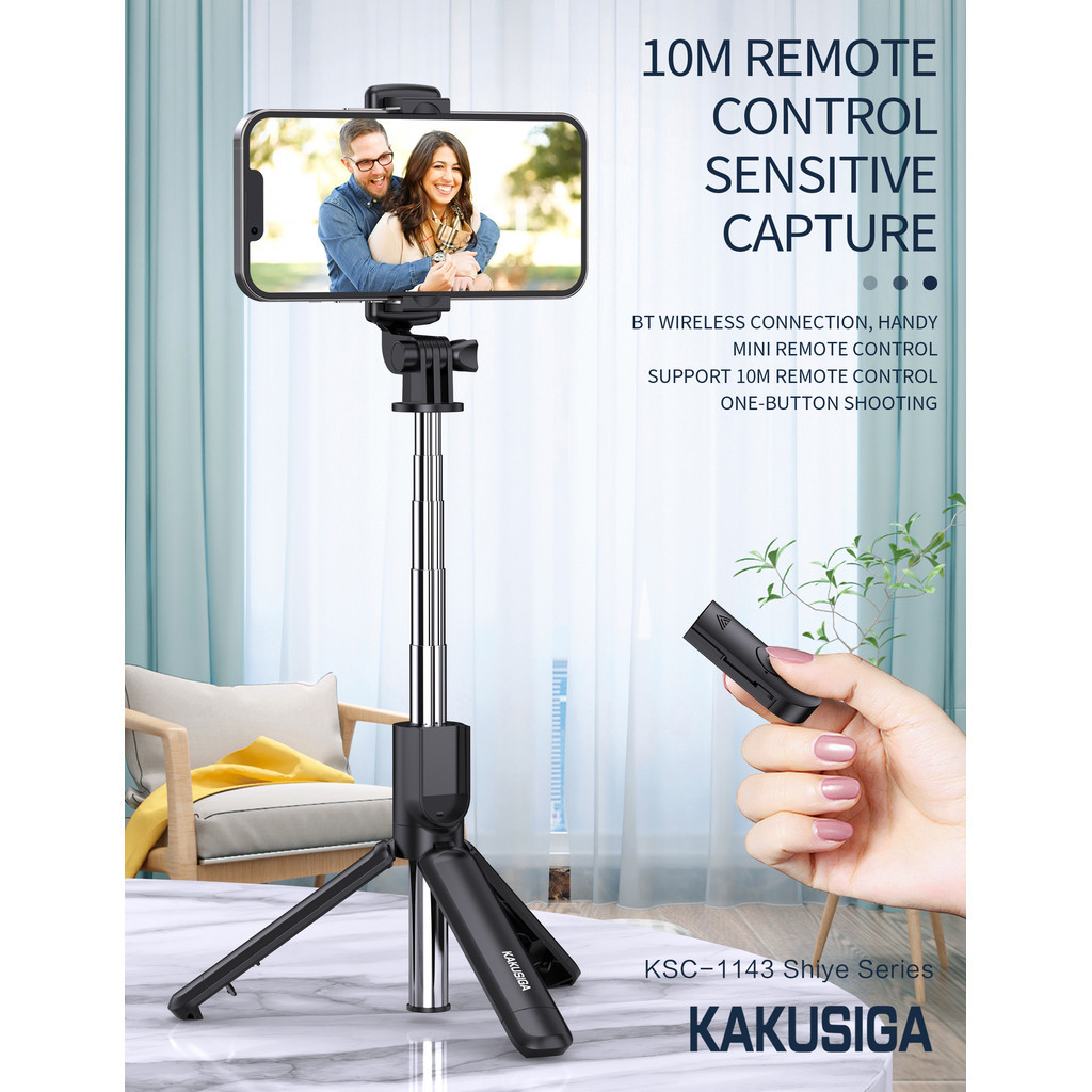 ไม้เซลฟี่ มีรีโมทเชื่อมต่อผ่านบลูทูธ เป็นขาตั้งได้ พร้อมสง ราคาถุก AB9 KAKU
