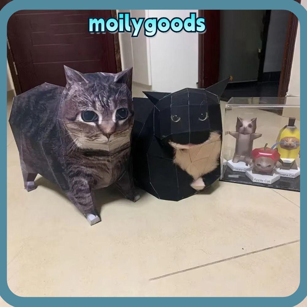 MOILYHD ลูกแมวสเตอริโอ Origami, Maxwell Cat Handmade Oiiao แมวกระดาษรุ่น, สนุกวันเดอร์ริ่งลูกแมวขนาดใหญ่ DIY กระดาษแมวรุ่นตกแต่งบ้าน