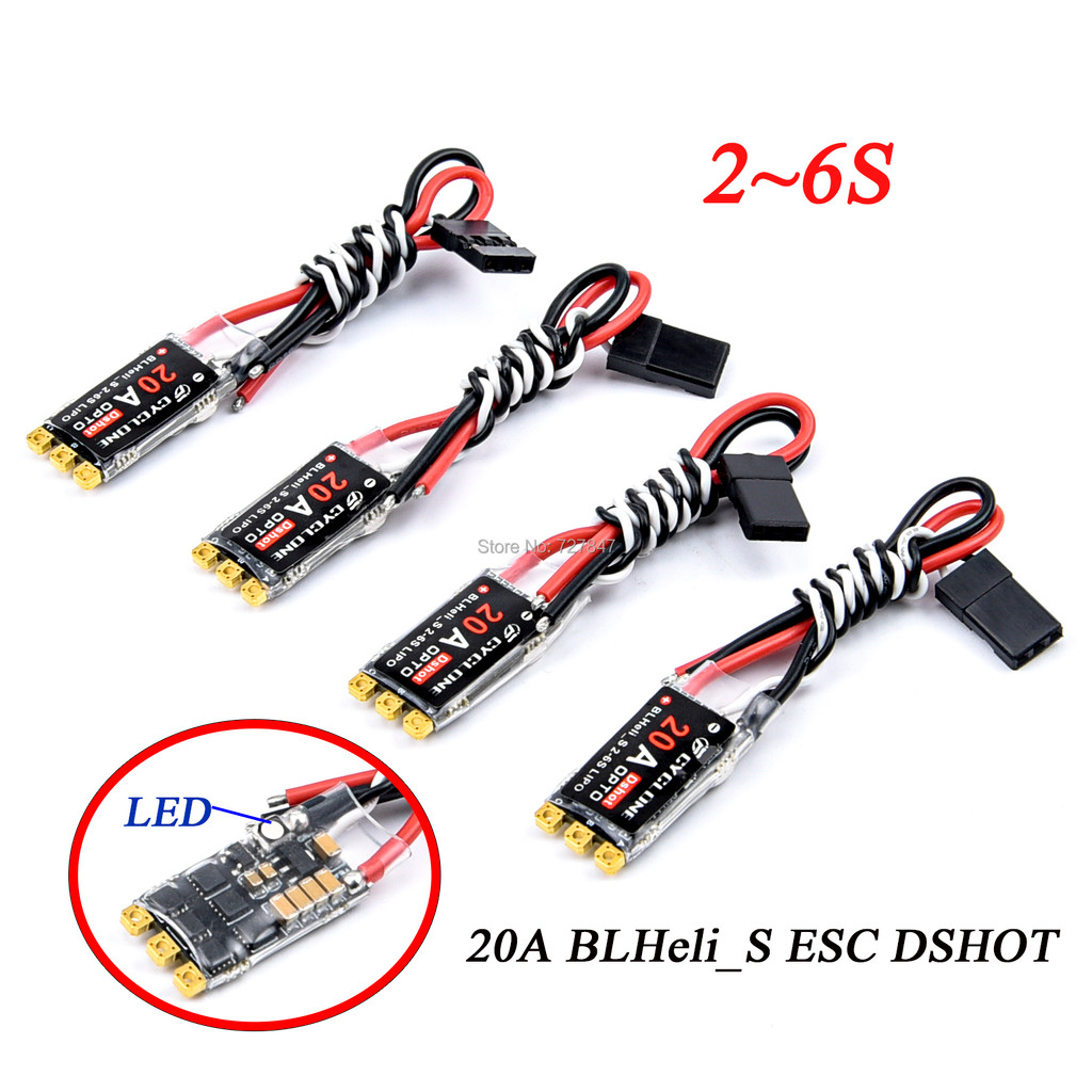 FL Cyclone 20A BLHeli_S ESC DSHOT 20A ESC BLHeli S ตัวควบคุมความเร็ว W/LED 2-6S สำหรับ FPV raing Dro