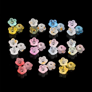 100ชิ้น ลูกปัดดอกไม้ 6mm อะคริลิคไล่สี ทรงกระดิ่ง/ซากุระ สำหรับร้อยสร้อยข้อมือ DIY จี้ห้อยมือถือ อุปกรณ์เครื่องประดับ