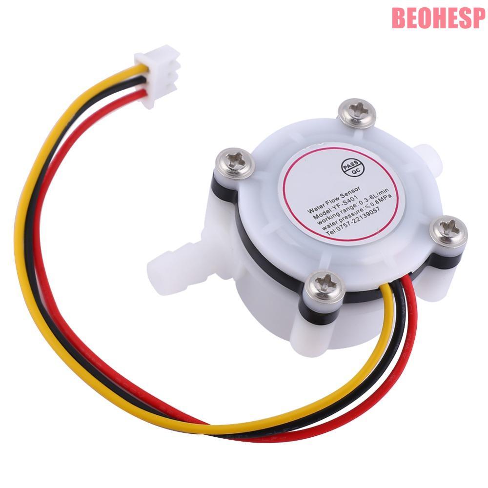BEOEHESP เซ็นเซอร์การไหลของน้ํา, YF-S401 0.3-6L/min Water Hall Flow Sensor, Hall Effect พร้อมข้อต่อ 