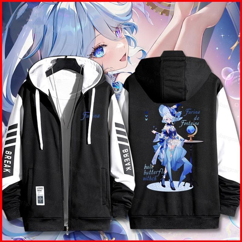 YB1 Hoodie แบบ Cosplay Furina Focalors จาก Genshin Impact แจ็คเก็ตซิปรองกายแขนยาว