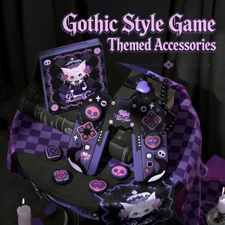 Dark Gothic Lolita Cat Themed อุปกรณ์เสริมสําหรับเล่นเกมสําหรับ Nintendo Switch 2 & 1 : เคสป้องกัน/ Thumb Grips/ เคสการ์ดเกม / กระเป๋าเก็บสําหรับ NS SWITCH OLED คอนโซล