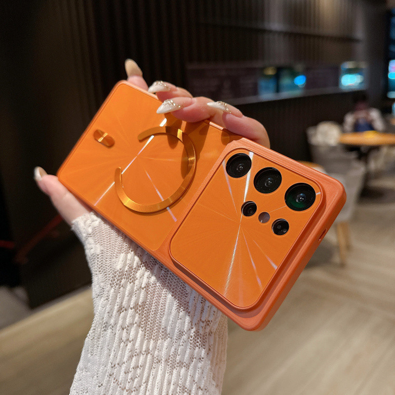 หรูหราหน้าต่างขนาดใหญ่ที่มีสีสัน Aurora เลเซอร์แม่เหล็กสําหรับ Samsung S26 Ultra Plus S25 FE Ultra S24 Ultra Plus FE ไร้สายชาร์จกันกระแทกฝาครอบป้องกัน