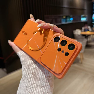 หรูหราหน้าต่างขนาดใหญ่ที่มีสีสัน Aurora เลเซอร์แม่เหล็กสําหรับ Samsung S26 Ultra Plus S25 FE Ultra S24 Ultra Plus FE ไร้สายชาร์จกันกระแทกฝาครอบป้องกัน