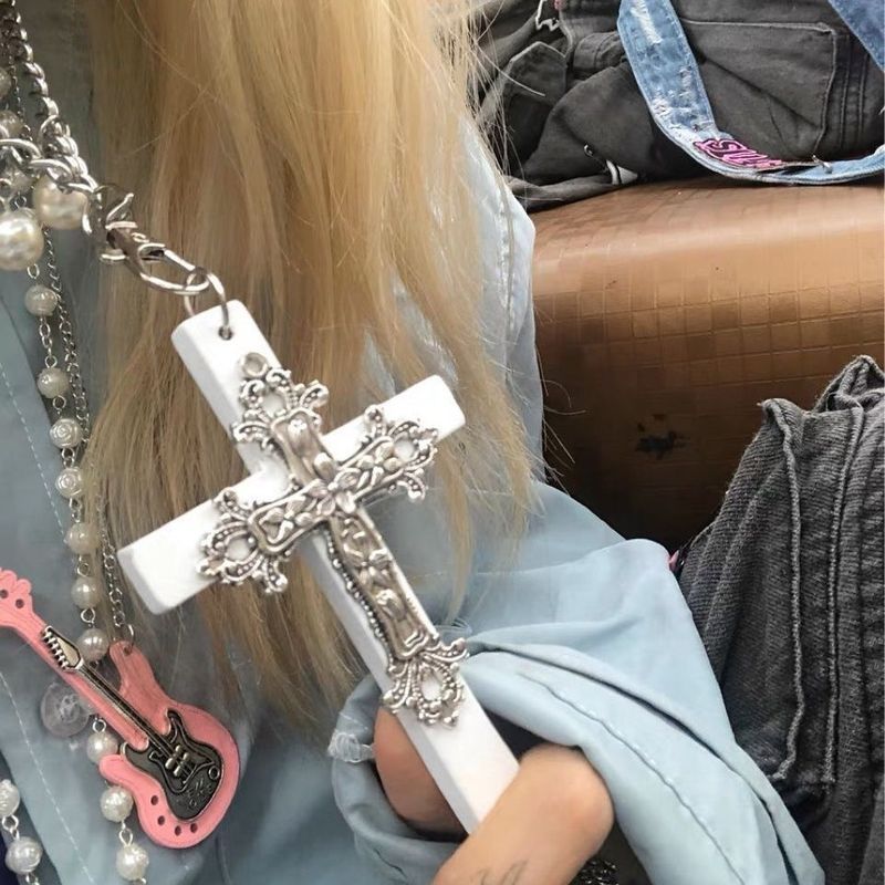 Y2KLolita克黑十修架 衣链亚化古复古项圈特女项链3.27Y2K Punk Dark Gothic Cross เสื้อกันหนาว Subculture Retro Choker Goth
