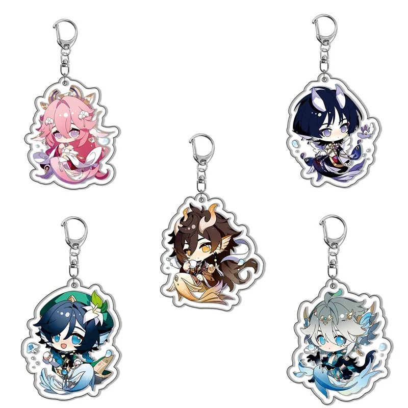 Genshin Impact Nahida Furina Neuvillette Ayaka Yae Miko Xiao Mica อะคริลิค Chibi พวงกุญแจสําหรับอะนิ