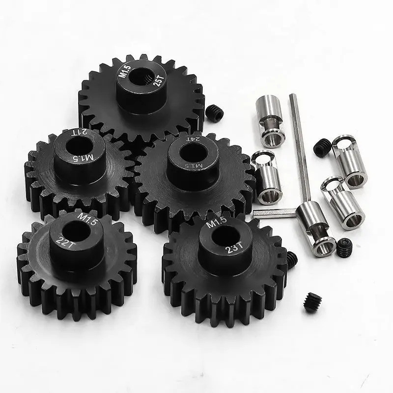 5pcs 1.5M มอเตอร์เกียร์เหล็ก 0.8 มม.0.5 มม.11T 14T 15T 16T 21T 26T 28T 30T สําหรับ TRAXXAS X-MAXX XR