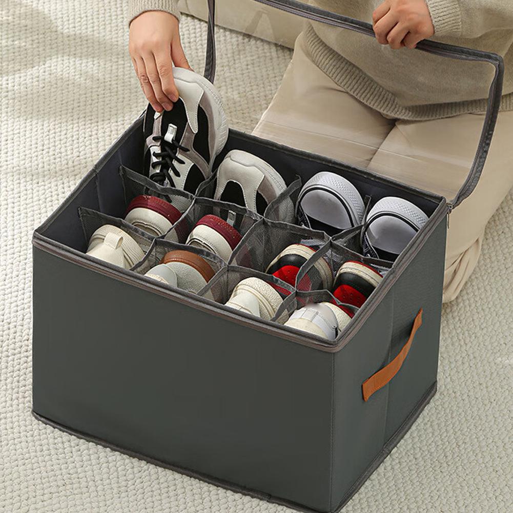 กล่องเก็บรองเท้าผ้าอ๊อกซ์ฟอร์ด มัลติฟังก์ชั่นช่องรองเท้าพับได้ Organizer W6j3