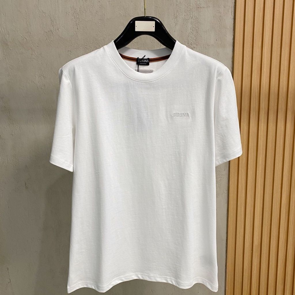 DRMO Zegna New summer men's and women's pure cotton solid color round-neck couple's short-sleeve shi