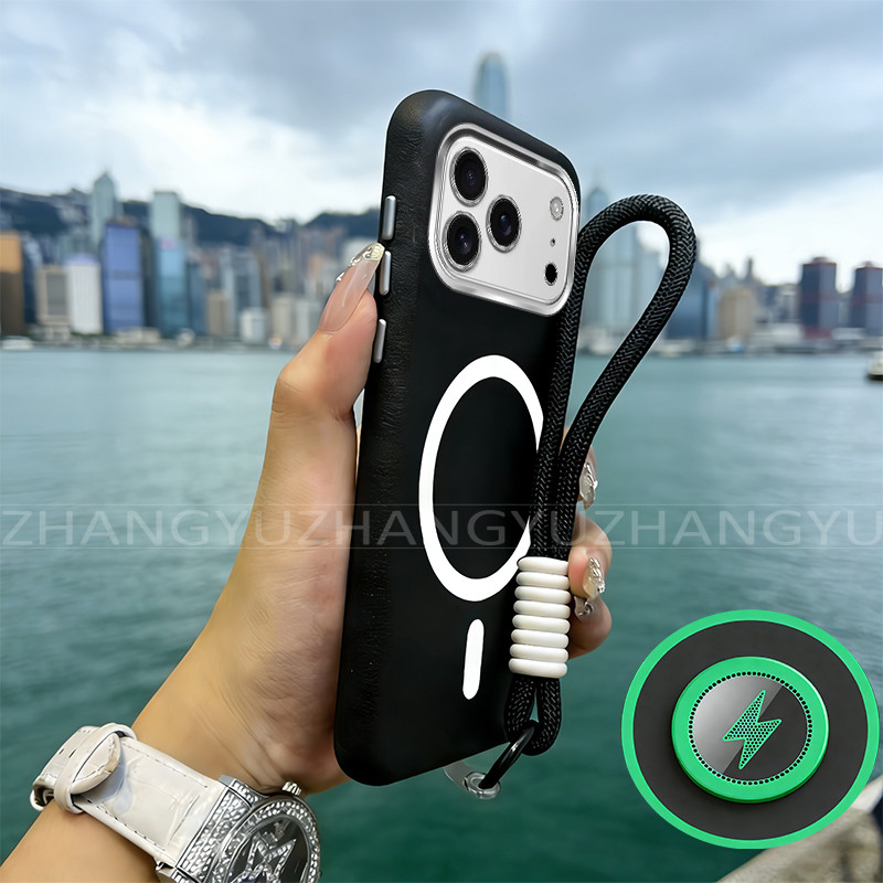เหมาะสําหรับ iphone 17 PRO เคสโทรศัพท์ที่มีเนื้อหนังและแหวนดูดแม่เหล็กสําหรับชาร์จเคสอ่อนเชือกเส้นเล