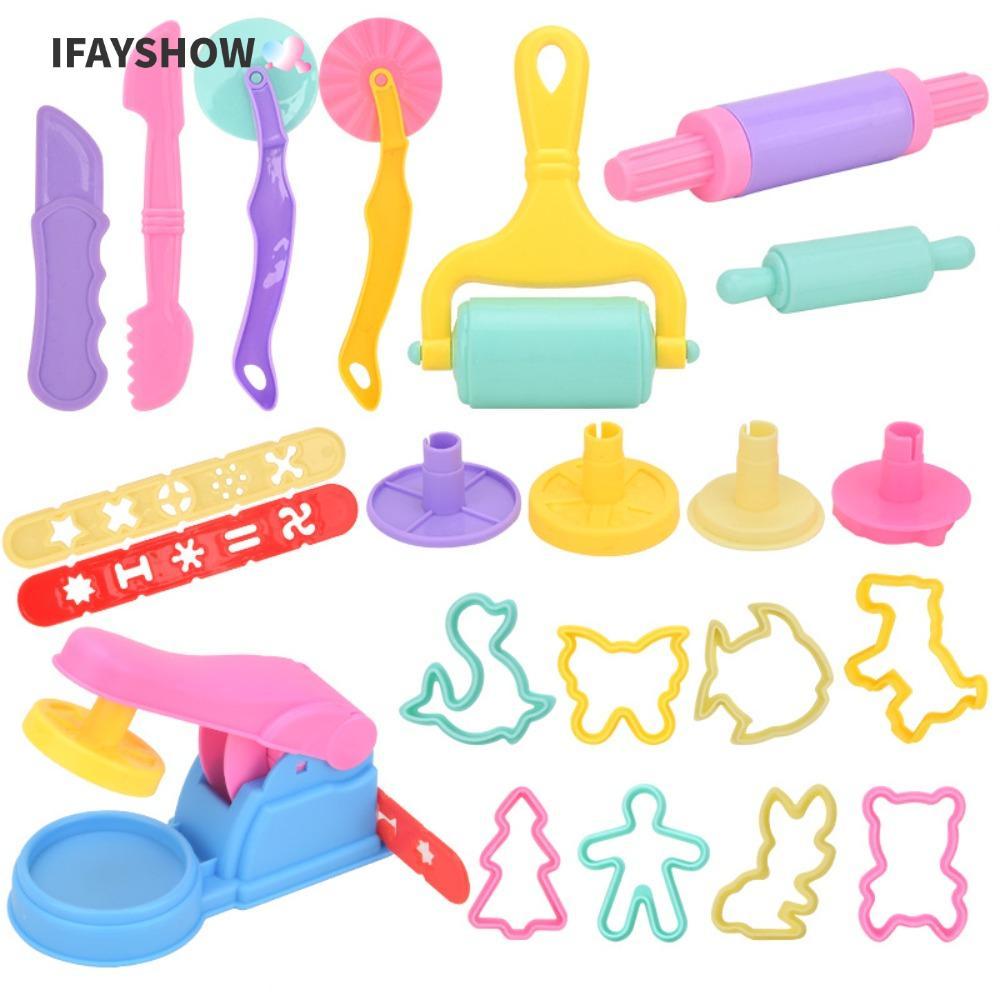 IFAYSHOW การสร้างแบบจําลองอุปกรณ์ดิน, DIY สัตว์รูปร่าง Plasticine แม่พิมพ์, เครื่องทําเส้นก๋วยเตี๋ยวพลาสติกของเล่นเพื่อการศึกษา Play Dough ชุดเครื่องมือเด็ก