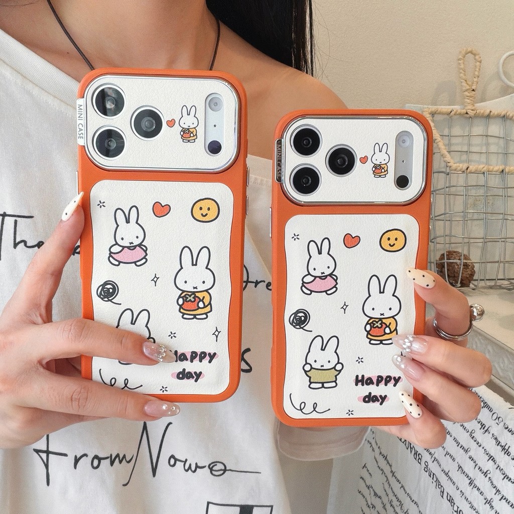 [เคสโทรศัพท์หนังเทียม/ภาพประกอบกระต่าย/สนุกน่ารัก] เหมาะสําหรับ iPhone 14 15 16 17 pro max รวมทุกอย่างเคส TPU กันกระแทก