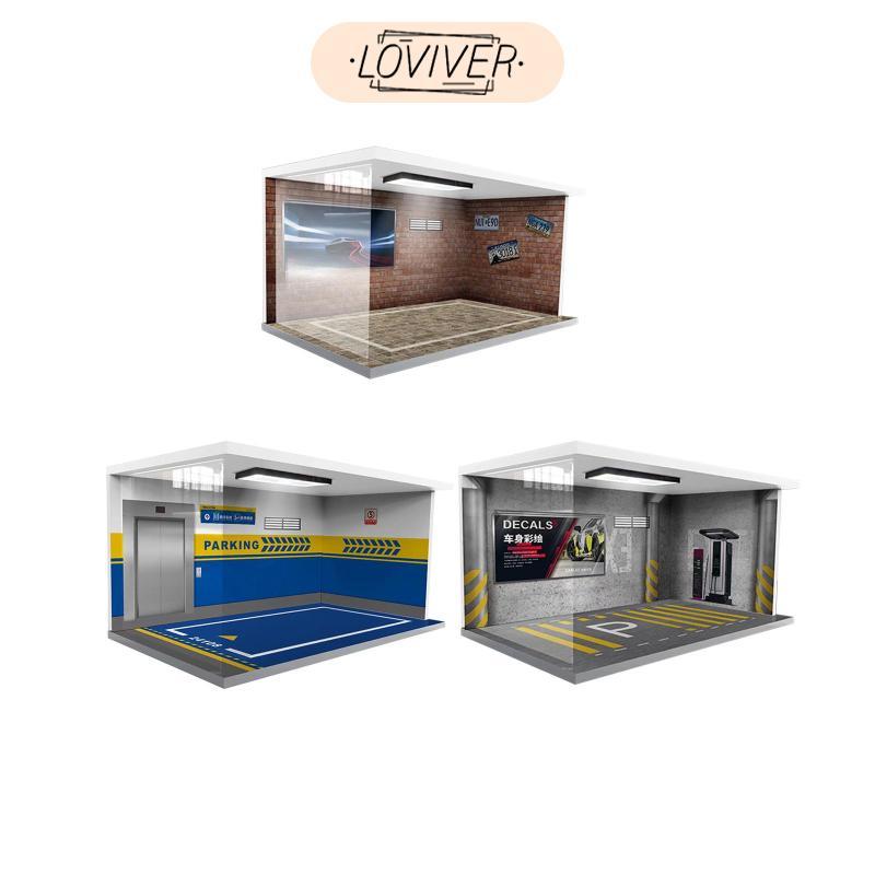 1/18 Garage Diecast Display Case รถฉากของเล่นพร้อมไฟ 15.75 X 9.45 X 7.87