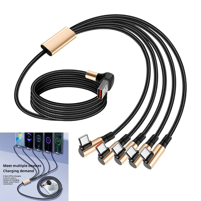 Adtoyou11 5 In 1 สาย USB C หลายอุปกรณ์สายชาร์จพร้อมชาร์จเร็วสําหรับแท็บเล็ตโทรศัพท์