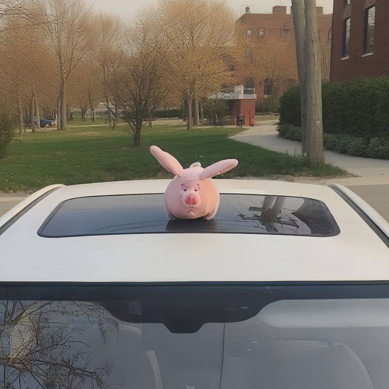 Car Tail Pendant Car outside Roof Doll Trunk Stickers Doll Cute Flying Pig Net Red Car Decoration Or