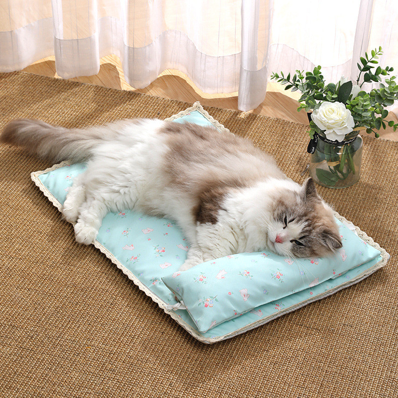 Pet Cool Mat Cat Cool Mat Water Repellent Non-Sticky Cat Mat Cooling Straw Mat Puppy Mat Cat Litter 