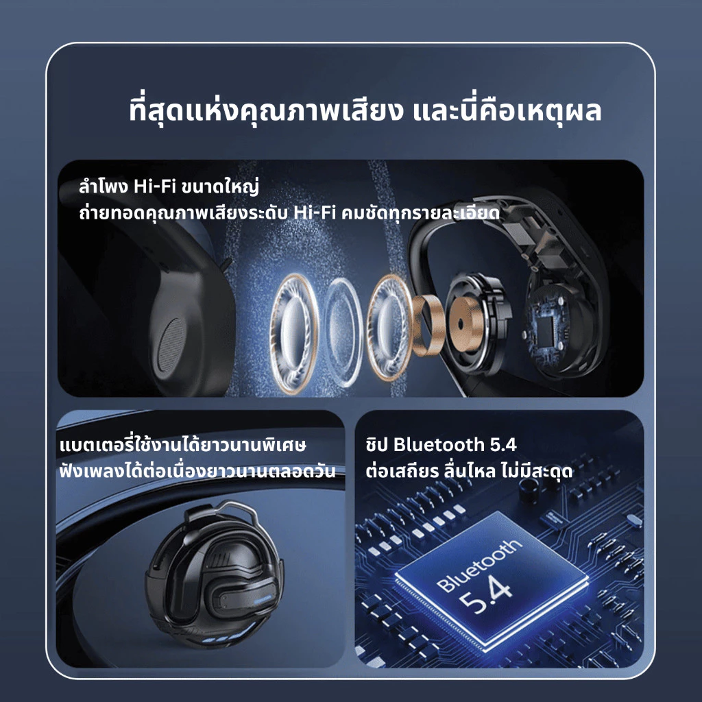 KiiP X8 หูฟัง Bluetooth 5.4 HiFi เบสแน่น เกมมิ่ง thumbnail 3