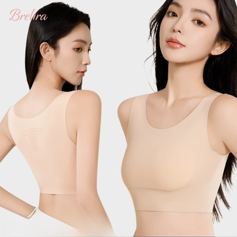 『Brelira』2pcs ไร้รอยต่อ มองไม่เห็น ชุดชั้นใน รองพื้นชนิดน้ำ ชุดชั้นใน หน้าอกใหญ่ดูเล็ก ระบายอากาศได้ดี สวมใส่สบาย บางเพียง 0.2 มม. bra