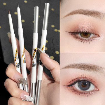 Spot Goods*Han Ru Double-Ended Ultra-Fine Eyebrow Pencil Brown Natural Waterproof Non-Fading Non-Smu