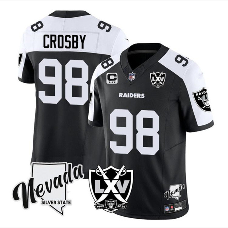 เสื้อรักบี้ NFL Raiders Las Vegas Raiders หมายเลข 98 #Crosby สำหรับทุกเพศ