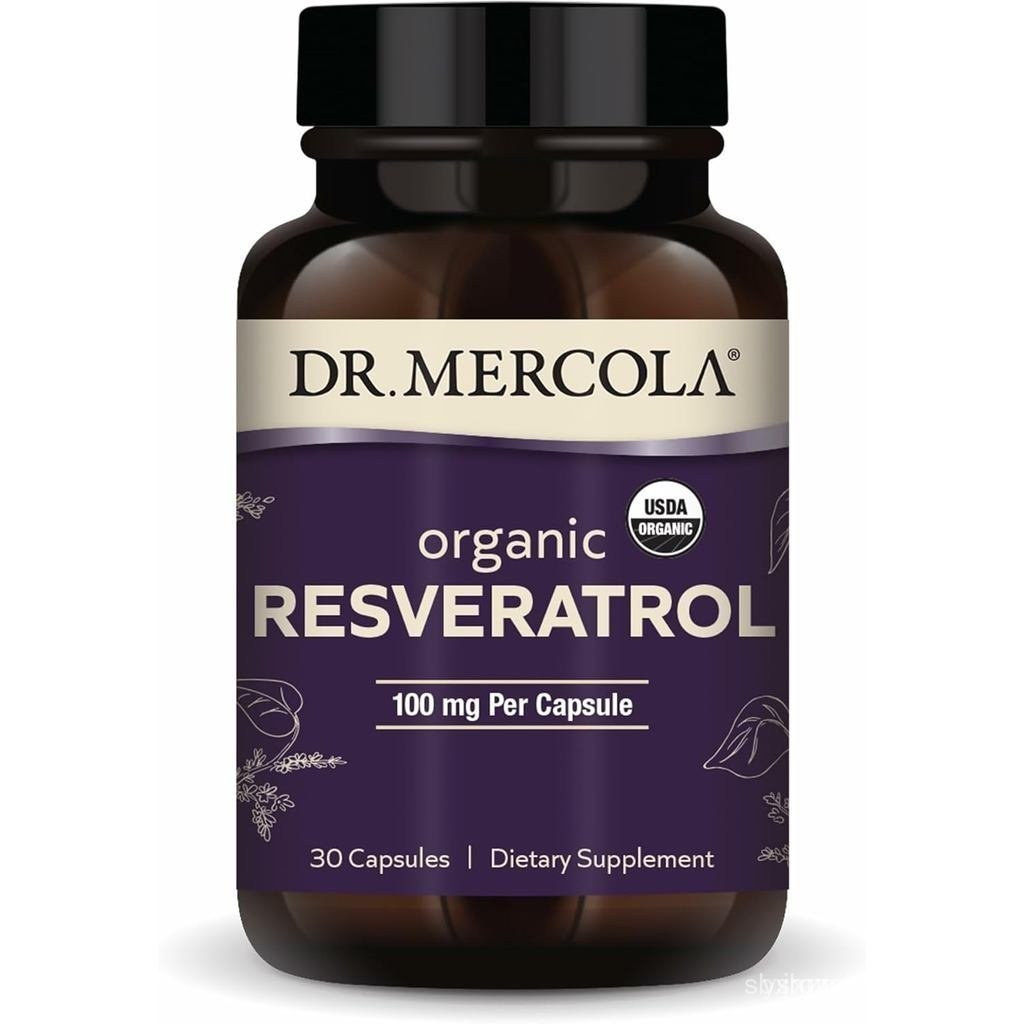 ดร. Mercola Organic Resveratrol - 100 มก. Cellular & Cardiovasular Support - 99.9 Percent Trans-Rest