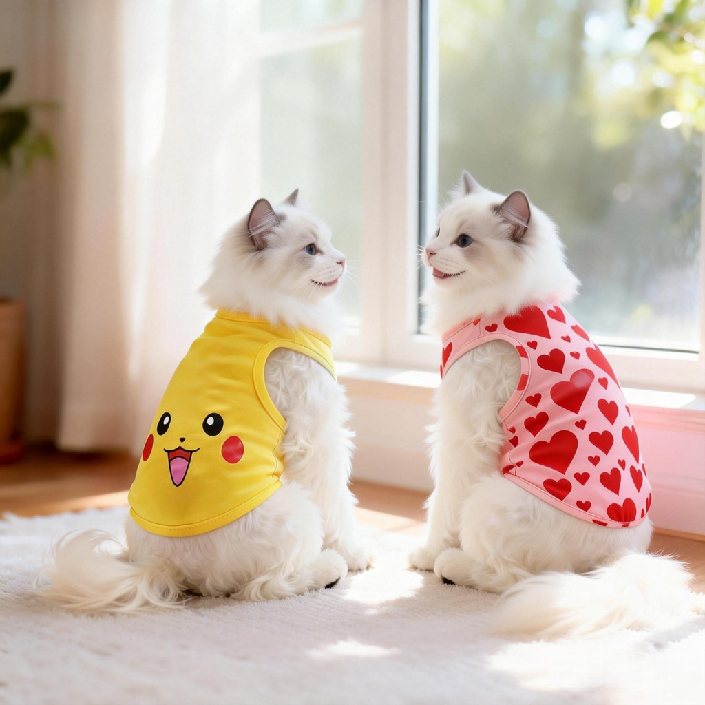 ขนาด XS-XXL เสื้อยืดสัตว์เลี้ยงน่ารักน่ารักสําหรับสัตว์เลี้ยงสุนัขแมวกระต่ายสบายป้องกันขนร่วงเสื้อผ้า