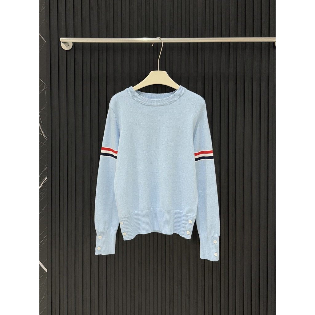 BJD7 thombrowne Striped Three-Color Sleeve Pullover Knit Sweater Simple Basic Versatile Sweater