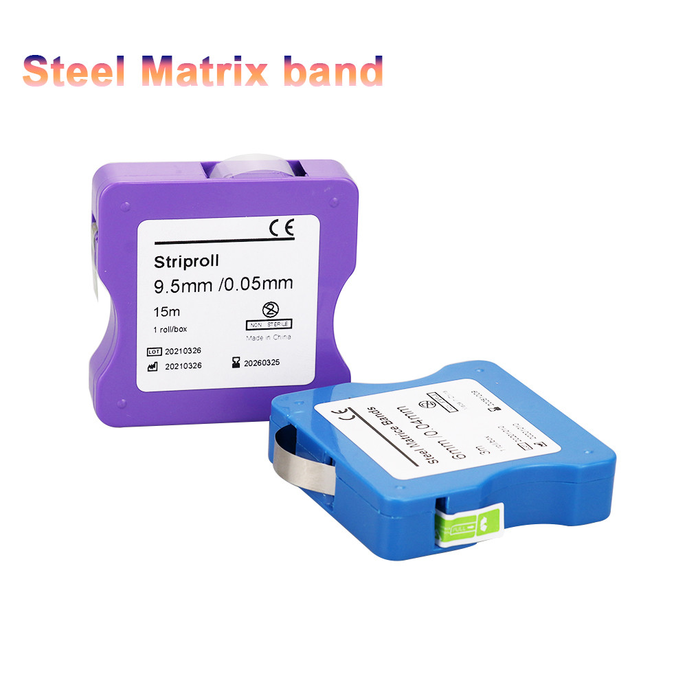 1 ชิ้นทันตกรรม Matrix Bands Strip Roll Light Cured เรซิ่นสําหรับ Anterior 9.5 มม./0.05 มม.เหล็ก Matrix Band