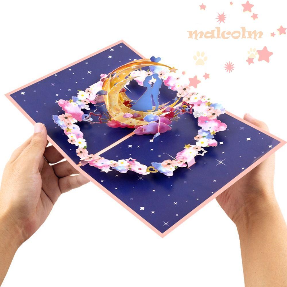 MALCOLM Pop-Up การ์ดวันวาเลนไทน์, กระดาษประติมากรรมการ์ดอวยพรต้นไม้หัวใจ 3D โรแมนติก, คําเชิญสร้างสรรค์พร้อมซองจดหมาย, ครบรอบโปสการ์ดความรักสเตอริโอหรูหรา