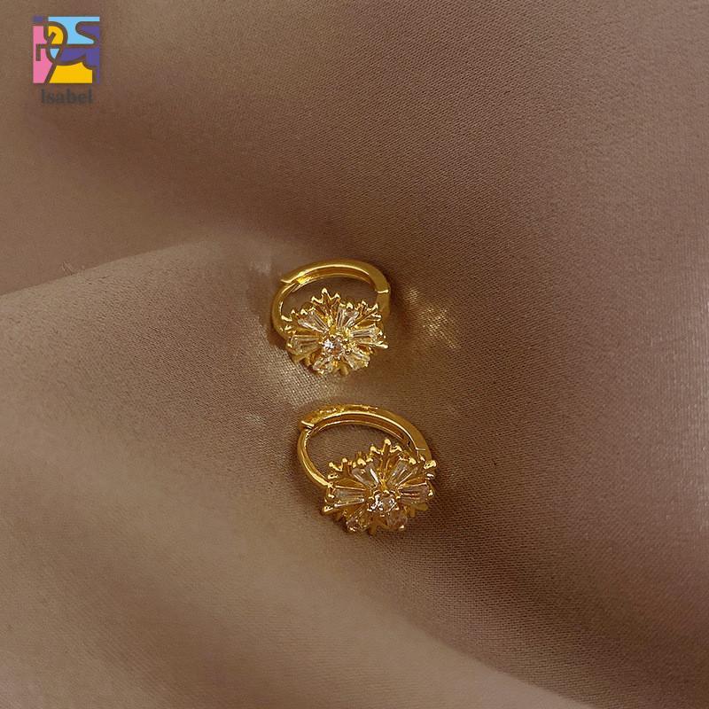 ต่างหูเกล็ดหิมะ ทองแข็ง 18k สำหรับของขวัญ สตรี hypoallergenic - รูปที่ 2