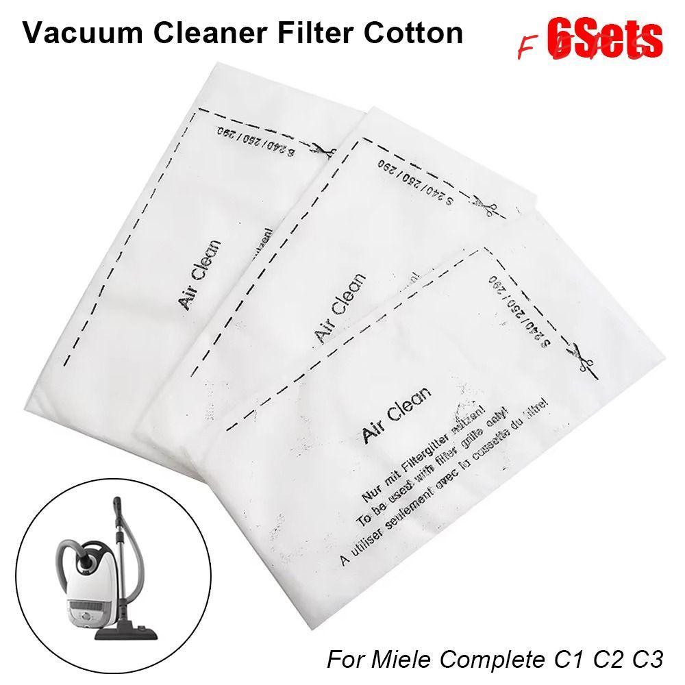 FEPS 6 ชุดผ้าฝ้ายกรอง,ไอเสียกรองเครื่องดูดฝุ่น, Air Clean เครื่องใช้ในบ้านอะไหล่สําหรับ Miele Comple