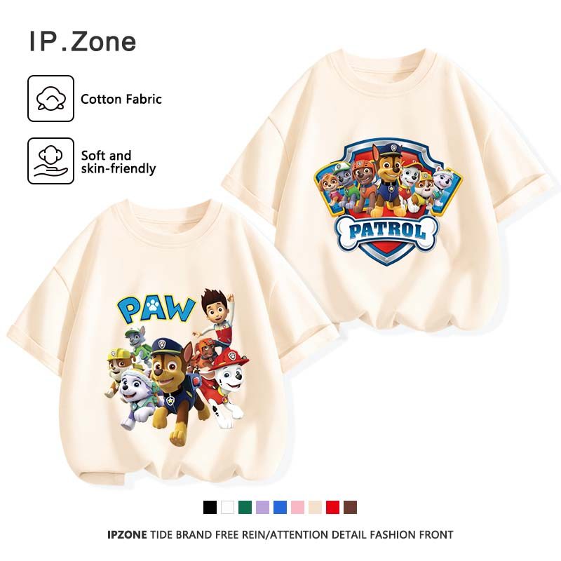 เสื้อยืดเด็กผู้หญิง คอกลม ผ้าฝ้ายแท้ PAW Patrol Ryder Chase ลายพิมพ์การ์ตูนน่ารัก มี 9 สี (ส่งเร็ว จ