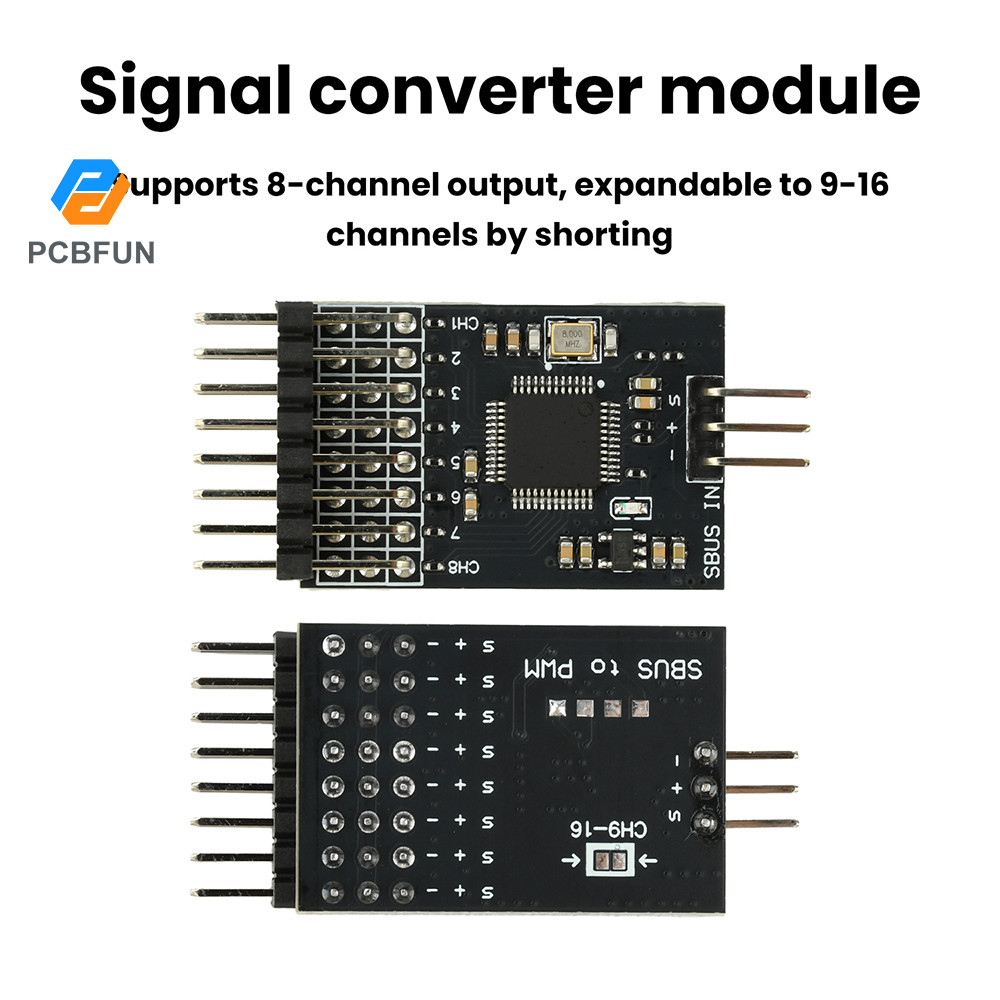 Pcbfun Sbus ถึง Pwm โมดูลแปลงสัญญาณ 8 ช่องเหมาะสําหรับเครื่องรับรีโมทคอนโทรลเครื่องบินรุ่น