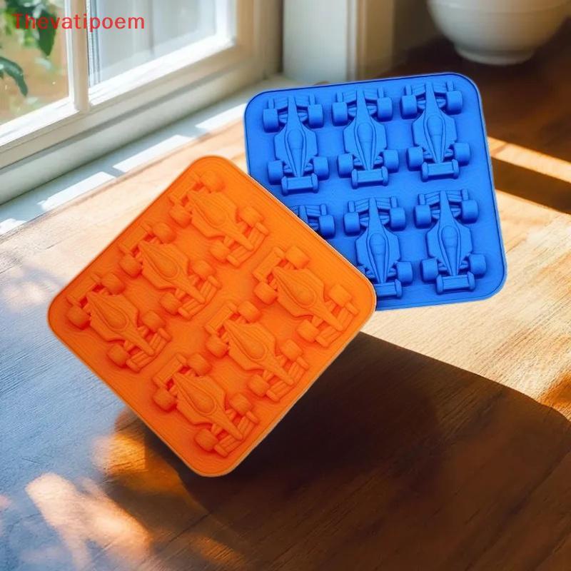 [Thevatipoem] 6-Cavity Racing Car Ice Mold Ice Mold, Silicone Racing Car Jelly Mold 3d Race Car Tumb