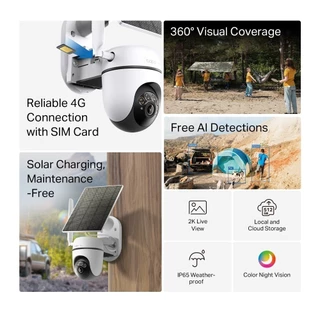 TAPO C615G KIT Solar-Powered Pan/Tilt 4G LTE Security Camera Kit ใช้งานง่ายเพียงใส่ซิมการ์ด