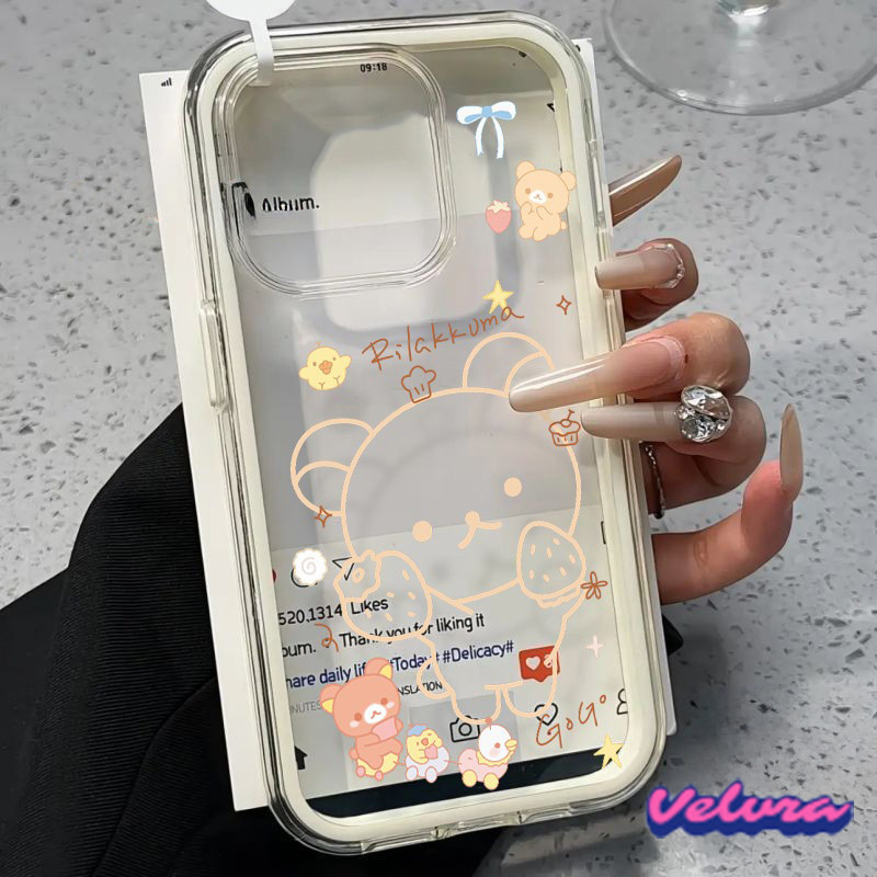 เคสไอโฟน16 หมีตัวน้อย สำหรับ IPhone 11 13 15 16 12 14 Pro Max XR X XS 7Plus 8Plus SE โปร่งใสและเรียบง่าย