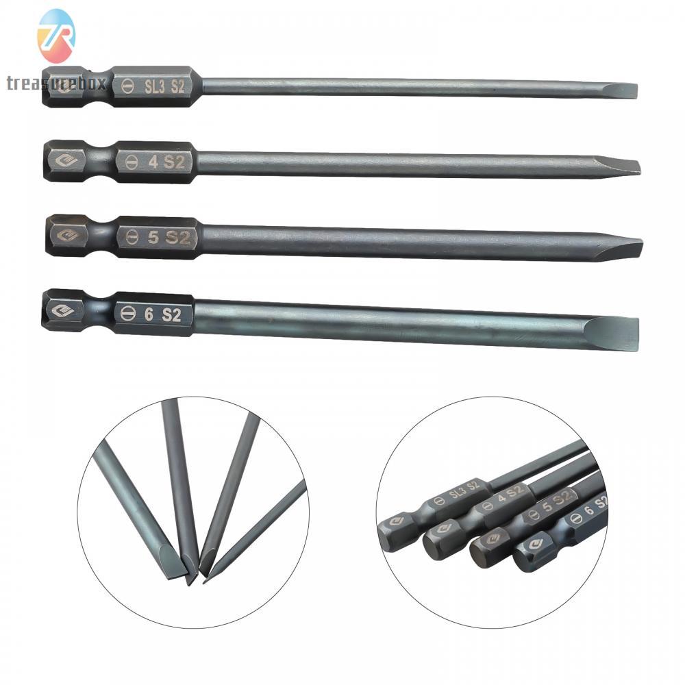 TRSBX❤️Slotted Screwdriver Length 100mm Shank Size 6.35mm Hex Slotted Tip Air Drills