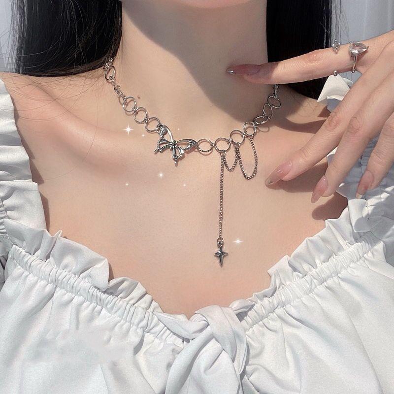 Newsmallbrains เงินสี Choker จี้สร้อยคอผู้หญิงสร้อยคอหรูหรา Punk เรขาคณิตหวาน Cool Clavicle คอเครื่อ
