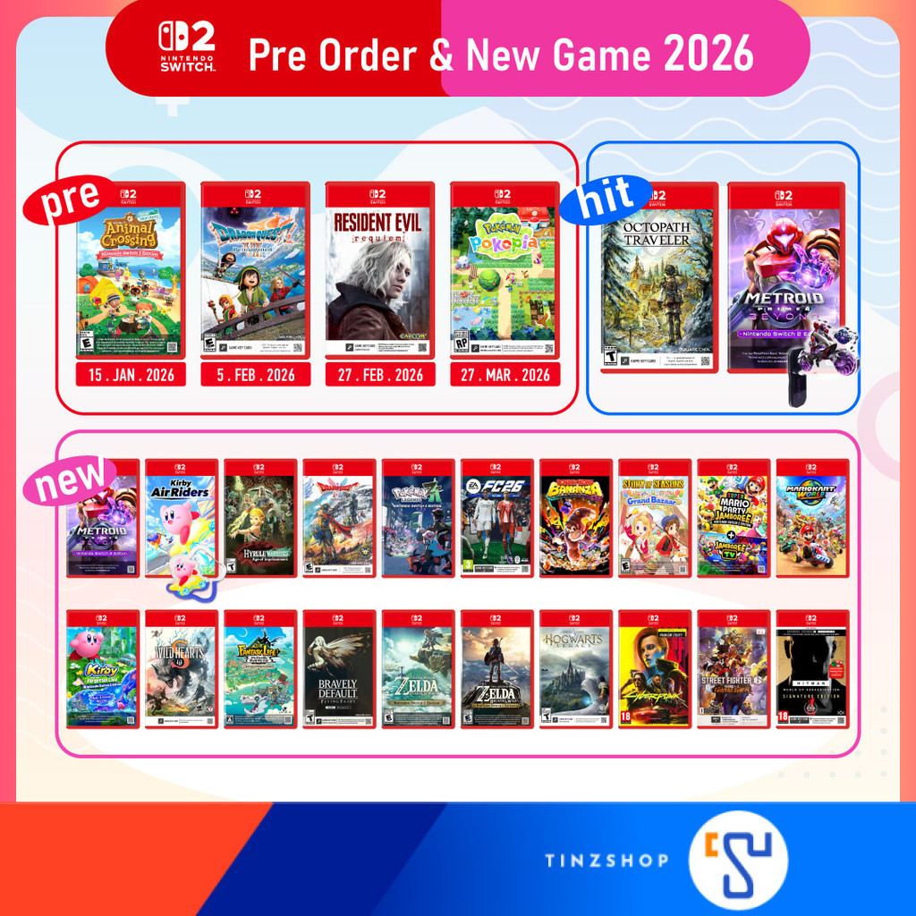 [Switch2] Nintendo Switch 2 Game รวมเกม NS2 ชุด AA >> Metroid4 Octopath0 Hyrule Pokemon Z-A FC26 Kirby Mario