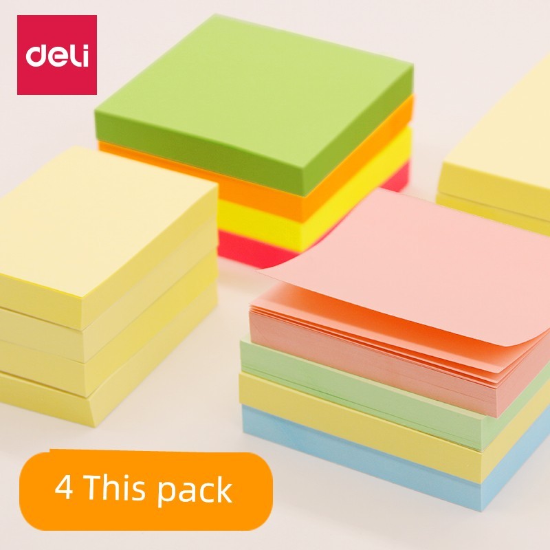 โพสอิท postit น่ารัก Deli กระดาษโน้ตสีขนาดใหญ่สำหรับเดสก์ท็อปที่มีกาวในตัว