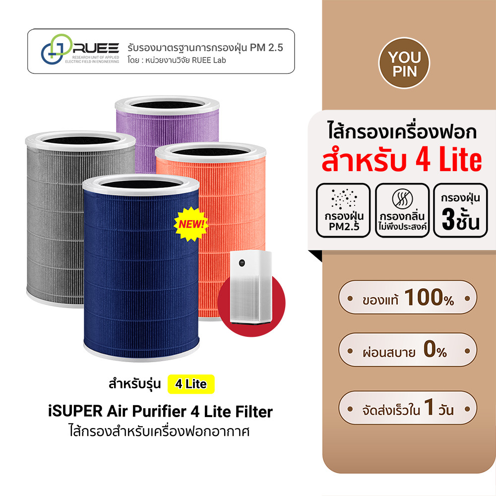 (ส่งด่วน 4 ชม.) iSUPER Air Purifier 4 Lite Filter ไส้กรองสำหรับเครื่องฟอกอากาศ Xiaomi รุ่น 4 Lite ต้านแบคทีเรีย PM2.5