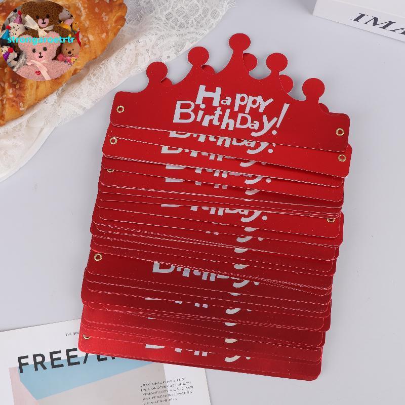 Strongaroetrtr 25PCS Creative Happy Birthday หมวกมงกุฎ DIY Handmade Party Decor Photo Prop สําหรับผู