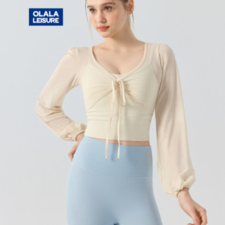 เสื้อกีฬาแขนยาวสำหรับพิลาทิสและโยคะ ออกแบบมาเพื่อความยืดหยุ่…