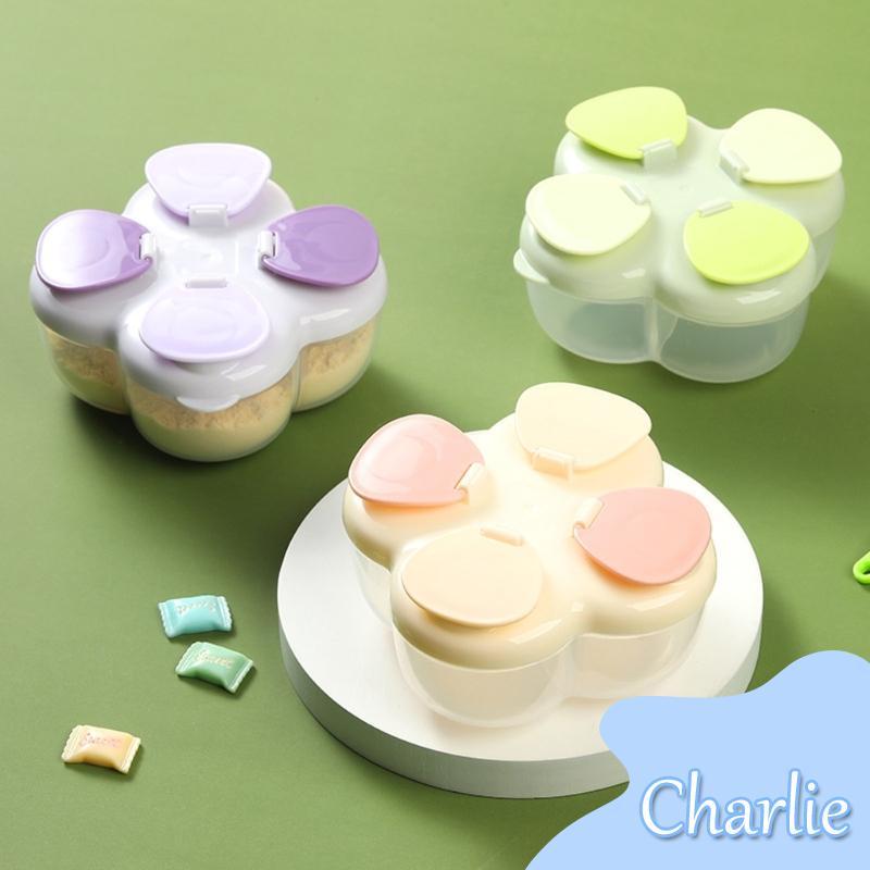 Char กล่องแป้งสูตร 4 ส่วน PP กล่องเก็บของที่ปลอดภัยสําหรับทารกยิม