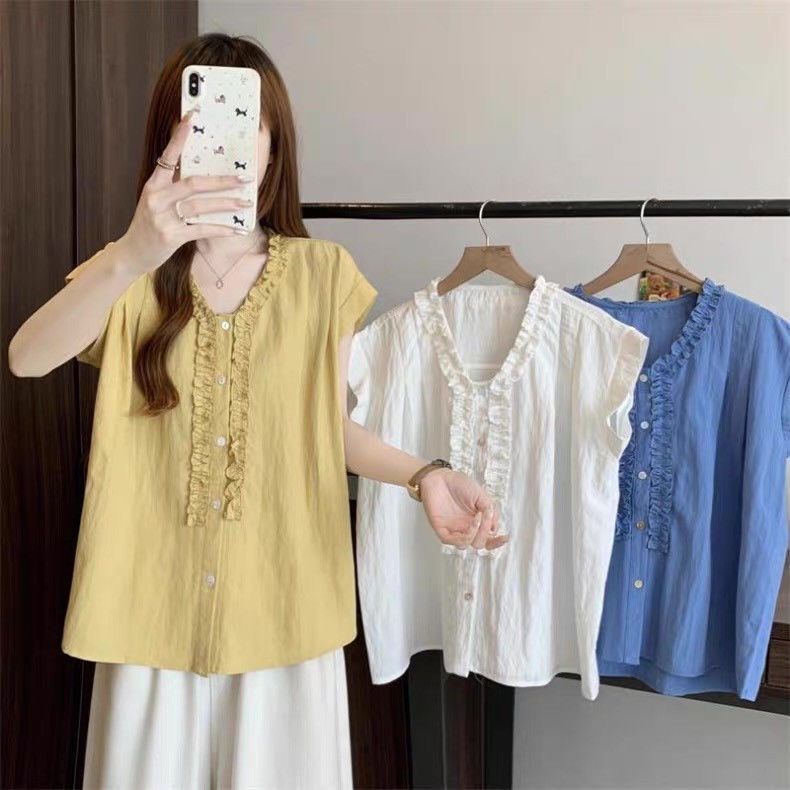 น้องอ้วน Dopamine Age-Reduction Classy V คอหลวม Slimmer ดูเสื้อเล็กด้านนอก, น้องอ้วน Dopamine Age-Re