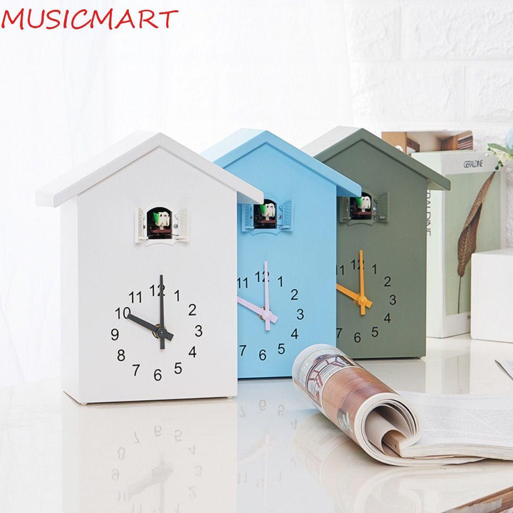 MUSICMART Cuckoo Wall Clock, With Clock Pendulum House Shape Bird House Clock, สมจริงที่ถูกต้องเงียบ