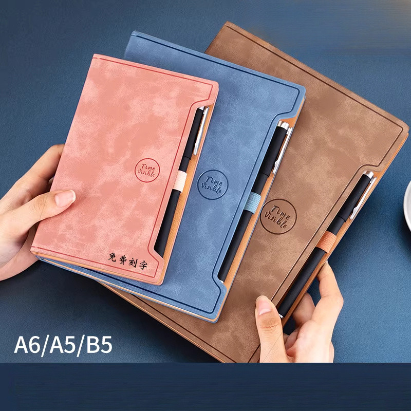 แบบพกพา Office Work Plan Notepad ตารางสมุดบันทึกการประชุมโน้ตบุ๊คปากกาใส่แบบพกพาที่กําหนดเองพิมพ์โลโ