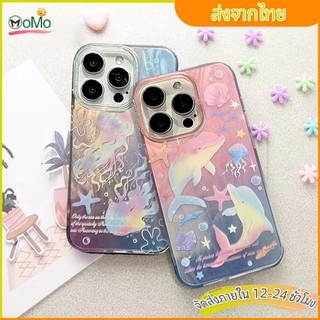 เคสไอโฟน 11 16 13 น่ารัก กราฟฟิตี ทะเล สีสันสดใส วาฬ สำหรับiPhone15promax 14plus 12mini XR/XSMax 7 8 SE2020 กันกระแทก